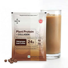 Setu Plant Protein + Veg Collagen | 24g Protein with Glutathione & Biotin | Pea & Rice Isolate | For Muscle, Skin & Hair | Protein Powder for Men & Women | Alphonso Mango Flavour | (1 Sachet Single Serve)