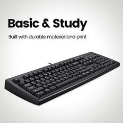 Perixx PERIBOARD-107 PS/2 Wired Keyboard – Full-Size US Layout with Curved Keys – Durable Plug & Play Classic Keyboard for Legacy PC Systems – Black, 104 Keys