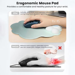 TECPHILE Mouse Pad Wrist Support with Massage Design, Ergonomic Dog Paw Mouse Mat, Pain Relief Memory Foam, Anti-Slip PU Base, Cushion Mousepad Wrist Rest for Gaming, Home, Office, Laptop, Computer