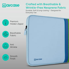 AirCase Protective Laptop Bag Sleeve fits Upto 15.6" Laptop/MacBook, Wrinkle Free, Padded, Waterproof Light Neoprene case Cover Pouch, for Men & Women, Blue- 6 Months Warranty