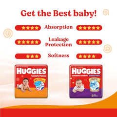 Huggies Comfy Pants Baby Diaper, Large (L) Size (9-14 Kgs), Pack of 192 (96 count, Pack of 2)