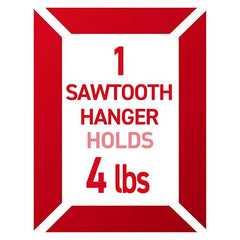 3M Command Sawtooth Picture Hangers, Photo frame Hooks, Holds 1.8 kg, No Paint Damage, Holds Strongly, Reusable, Adhesive hooks for wall, Multi-surface (White, 4 hooks, 6 strips)