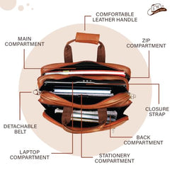 Leather World Vegan Leather 15.6 Inch Laptop Office Briefcase Messenger Bag Satchel for Men and Women, with Adjustable Strap and Expandable Bottom (Brown)