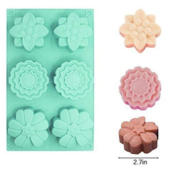 SYGA 6 Cavity Flower Shaped Silicone Green Mold for Bath Bomb Soap Chocolate Candy Cake Making