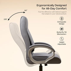 Green Soul Kiev Orthopedic Boss Chair | Leatherette Office Chair | Ergonomic Executive Chair with Spacious Cushioned Seat | Heavy Duty Metal Base | Rocking Function (Black)