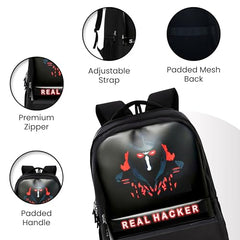 HACKER Laptop Backpack for Men & Women | Stylish Spider Printed Backpack | Durable School, College & Office Bag | Spacious Travel Backpack with Padded Laptop Compartment & Adjustable Straps