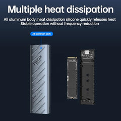 PiBOX India NVME M2 Enclosure Fan, SSD Enclosure - USB 3.2 10Gbps, Tool-Free M.2 NVMe Case, PCI-E NVMe Reader, USB-C, Supports M & B&M Keys, 2230/2242