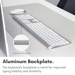 Macally Premium Bluetooth Keyboard and Mouse for Mac | Compatible Wireless Apple Keyboard and Mouse Combo (110 Keys Multi-Device Rechargeable) for MacBook Pro/Air and iMac - Space Gray
