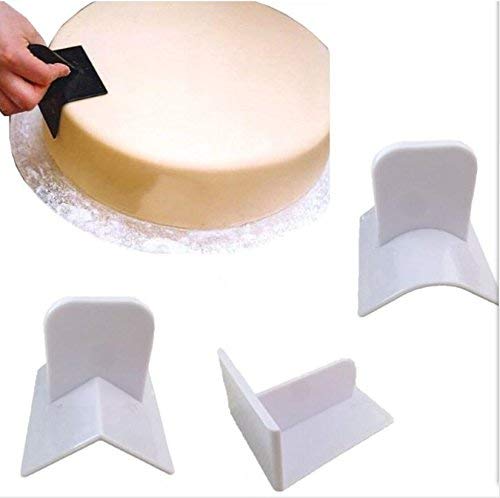 SYGA Pack of 3 CakeIcing Smoother Cake Edge Side Decorating Tools Scraper Pastry Butter Dough (White)