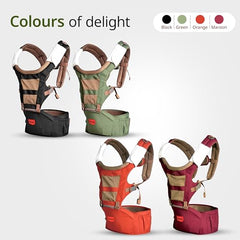 LuvLap Royal Hip Seat Baby Carrier with 4 Carry Positions, Baby Carrier with Hip seat for 6 to 24 Months Baby, Adjustable New-Born to Toddler Carrier, Max Weight Up to 15 Kgs (Black)