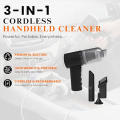 kitchen gizmo Portable 3-in-1 Car Vaccum Cleaner with Blower, USB Rechargeable, Black, Wireless Handheld Mini Design, Strong Suction, Washable HEPA Filter for Car, Home, Travel (Multi)