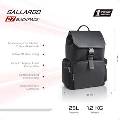 RARE RABBIT Gallardo 35L Water Repellent Backpack - Black Anti-Theft Business Travel Bag with 16" Laptop Compartment, Free Size