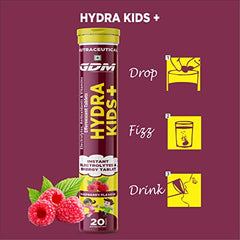 HYDRA KIDS + (ELECTROLYTES, ANTIOXIDANTS & VITAMINS) EFFERSVESCENT TABLETS (RASPBERRY, PACK OF 20 TABLETS)
