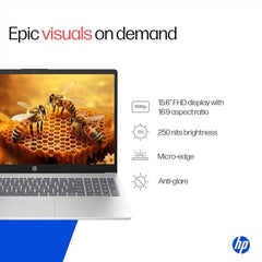 HP 15 (i5 14th Gen), Intel Core 5-120U, 16GB RAM, 512GB SSD, FHD, Anti-Glare, 15.6''/39.6cm, Win11, M365 Basic(1yr), Office24, Silver,1.59kg, fd0664TU, FHD Camera w/Shutter, Backlit Laptop