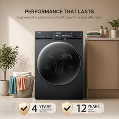 Haier Smart Choice 12 Kg AI Color Panel, One-Touch Smart Wash, Fabric Detection Fully Automatic Front Load Washing Machine with In-Built Heater,WI-FI, Black (HW120-DM14F9BKU1)