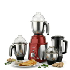Indicon Rover 1350W Copper Motor Mixer Grinder with 4 Jars (3 Stainless Steel + 1 Juicer Jar), 3-Speed Control, Heavy Duty Grinding & Blending for Kitchen, Unbreakable ABS Body, Red