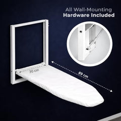 JAIMINI Home Wall Mount Foldable Ironing Board | Space Saving Iron Table for Home | Durable Metal Frame, Easy Release System, Cotton Cover | DIY Install Compact Iron Stand