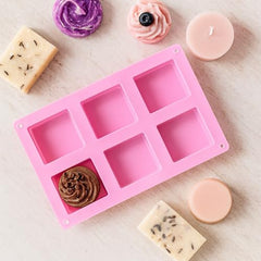 MOMISY Silicone Square Mould, 6-Cavity Baking Tray for Brownies, Cakes, Jelly, Soap, and Desserts – Oven & Freezer Safe