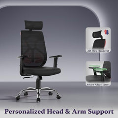 Furnivo Titan Ergonomic Office Chair for Home & Office | Adjustable Armrests | 120 Recline | Lumbar Support | Thick Cushioned Seat | Heavy-Duty Base | 3 Years Warranty (Eco Black Red)