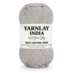 Yarnlay 3 Ply Soft Milk Cotton Yarn for Crochet Knitting, Amigurumi, Punch Needle .DIY Crafts, Summer Wear,Flowers Toys & Cushion Covers 100g (250m) (Shade 34: Grey)