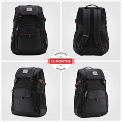 HARISSONS RHINO Laptop Backpack | 30L | Fits 15.6” Laptop | 420D PU-Coated Polyester & Vegan Leather | Office, Commute & Travel | Laptop Protection, Trolley Sleeve, Organizer (Grey)
