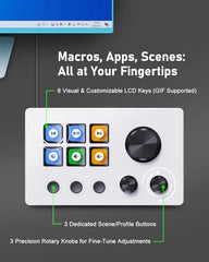 TreasLin VSDinside Stream Controller Deck Stream Dock with 12 Customizable Macro Keys to Trigger Actions in OBS Twitch YouTube for Content Creators Streaming Gaming Compatible with PC & Mac N3 White