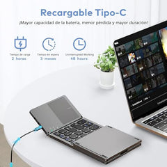 Foldable Bluetooth Keyboard, Tri-Folding Portable Wireless Keyboard with Touchpad, Mini Ergonomic Folding Keyboard Ultrathin, Sync up to 3 Devices, for Windows iOS, Android
