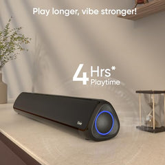 iGear Immerse+ 30W Bluetooth Soundbar Speaker | Heavy Bass, TWS Function, 4 Hrs+ Playback | BT v5.3, FM, Micro SD, USB & AUX | Mini Bluetooth Speaker, Sound bar for TV, Phone/Laptop/Projectors (Black)