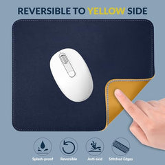 Tukzer Extended Vegan PU Leather Mouse Pad Desk mat Smooth Reversible Dual Color Splash Proof Anti Fray Stitched Edges Non-Slip Mousepad for Laptop Notebook Gaming Computer(Blue & Yellow 90CM X 45CM)