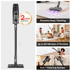 Eureka ReactiClean 200W Lightweight Cordless Stick Vacuum, NEC410BK | 5.5 lbs Lightweight, Detachable Battery, Up to 50-Min Runtime, Tangle-Resistant Brush, For Pet Hair, Hardwood, Carpet, Stairs