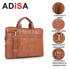 ADISA Laptop Bag for Men - Faux Leather Office Messenger Briefcase with Laptop Compartment for Work, Business, Corporate & Professional Use (LB6056)