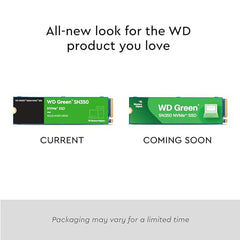 Western Digital WD Green SN350 NVMe 250GB, Upto 2400MB/s, 3 Y Warranty, PCIe Gen 3 NVMe M.2 (2280), Internal Solid State Drive (SSD) (WDS250G2G0C), Green