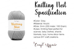 Craft Affair | Knitting Nest Acrylic Yarn (200 Meter, 100 Grams, 2mm) / Woolen Yarn/Acrylic Yarn for Knitting and Crocheting-Olive