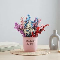 Dekorly Premium Artificial New Rose Flower with Pink Decorative Pot (Storage Large) – 22 cm Faux Flower Arrangement for Home Decor Living Room Bedroom Office Decor (1, Rose)