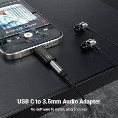 One Plus USB-C to 3.5mm Headphone Jack Adapter | Type-C to AUX Audio Converter for OnePlus, Xiaomi, Realme, Vivo (NOT for Samsung/iPad/Pixel) - Black