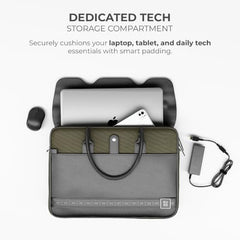 EUME Aristo Laptop Bags for Men & Women Office Use| with Padded Compartment | Vegan Leather & Nylon Fabric | Fits Up to 15.6" Laptop & MacBook, 13L, Rustic Brown