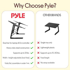 Pyle Folding Laptop Stand, Adjustable Height, Tablet & DJ Mixer Compatible