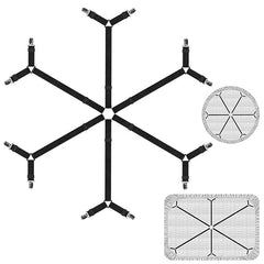 MOMISY Bedsheet Clips for Bed, Adjustable Elastic Bed Sheet Holder Straps for Full, Queen, King Twin Bed, 6 Way Cross Sheet Clips Suspenders Band, Fitted Round and Square Mattresses (Black)