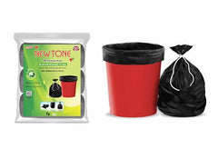 Newtone Garbage Bags | Medium 19 X 21 Inches | 90 Bags (30 Bags X 3 Rolls) | Dustbin/Trash bin | Pouch Packing | (Black)