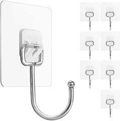 JIALTO Adhesive Hooks, Heavy Duty 5 kg Wall Hooks, Nail-Free Reusable Stainless Steel Sticky Hangers for Multipurpose Kitchen, Bathroom & Home (10 Pcs)