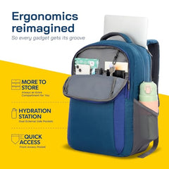 American Tourister Martt+ 01 | 28L Backpack | 17" Laptop Bag | 3.5 Compartments | Office & College Backpack for Men and Women | Rain Cover Included | Grey | 1 Year Global Warranty