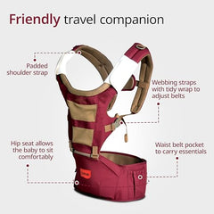 LuvLap Royal Hip Seat Baby Carrier with 4 Carry Positions, Baby Carrier with Hip seat for 6 to 24 Months Baby, Adjustable New-Born to Toddler Carrier, Max Weight Up to 15 Kgs (Black)