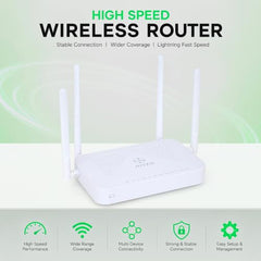 HIVEN Dual Band WiFi Router for Home & Office | Wireless ONT with 4 High-Gain Antennas | 2.4GHz & 5GHz, Multiple LAN Ports, Optical Fiber Internet Router Works with Fiber Connection only