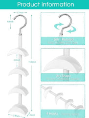 AUGEN Purse Hanger for Closet - 360° Rotating Handbag Hanging Hook Bag Storage Space Saver with 4 Hooks, Hanging Organizer for Scarf Handbag Belt (Pack of 1, Black)