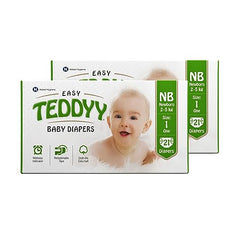 TEDDYY Easy Baby M Size Diaper Tape Style |126 Count (Medium) | 6-11 kgs (Pack of 2) | Quick Absorbency | Extra Super Soft | Anti - Bacterial | Wetness Indicator with Adjustable Grip Tapes
