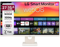 LG 27U511SA 68.58 cm (27 Inch) Full HD (1920x1080) IPS Smart Monitor with webOS, 100Hz, Wi-Fi, Bluetooth, Miracast, AirPlay2, Speakers, HDMI, USB-A, Slim Stand, 3-Side Virtually Borderless, (White)