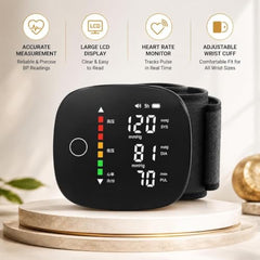 JEJDA Automatic Digital Wrist Blood Pressure monitor with Large LCD Screen, Pulse & Heart Rate Tracking, Adjustable Comfortable Cuff for Easy Home Monitoring