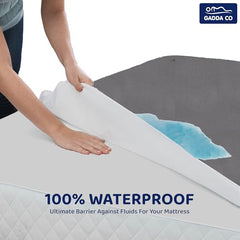 GADDA CO 100% Waterproof Premium Cotton Feel Mattress Protector King Size 78x72 Inch|Ultra Soft Breathable & Fitted Bed Protector Terry Cover Double Bed (6.5x6 feet, Fits 10 Inches, Grey)