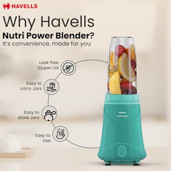 Havells Nutri Power Blender 350 W Mixer Grinder| 1 Speed Switch| Air Vent Technology| Stainless Steel Blade| 2Yrs Manufacturer Warranty (Mint Green)