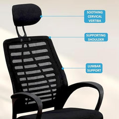 Casa Copenhagen Mesh Mid Back Office/Study/Computer/Revolving/Desk Chair for Work from Home -Metal Base, Height Adjustable Seat - Grey Milange & Black Handle